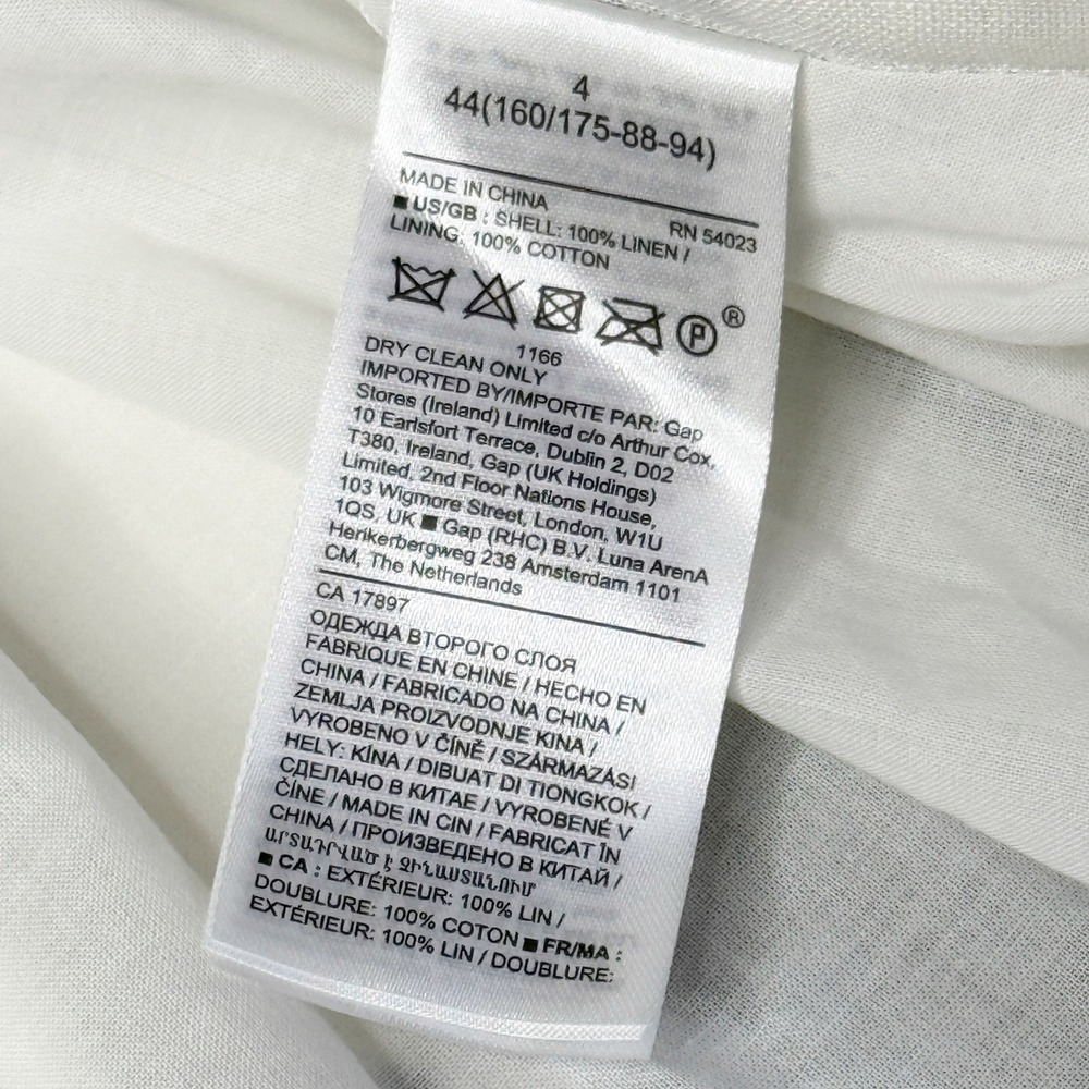 BANANA REPUBLIC Linen Balloon Sleeve Mini Dress Blue Butterfly Palm Print Size 4 - Picture 15 of 15